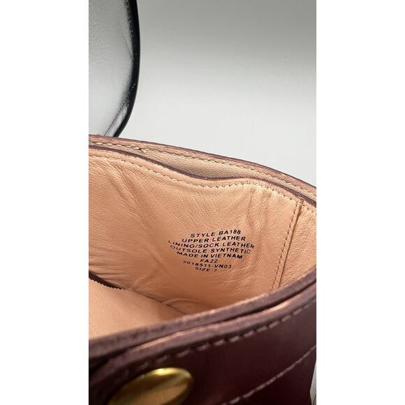 J. Crew Size 7 Convertible Leather Studded Embellished Wood Sole Clogs Shoe Wine - Picture 9 of 9